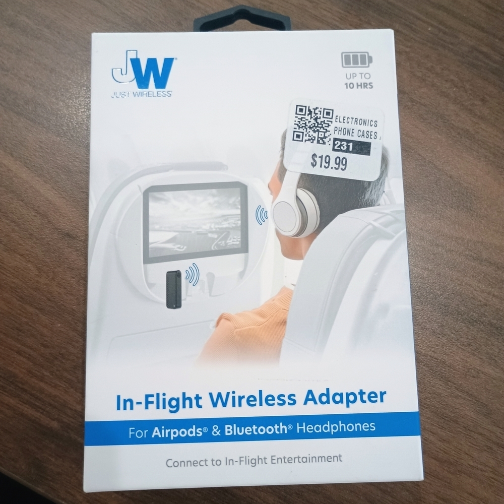 In-Flight Wireless Adapter for Bluetooth Headphones — White
